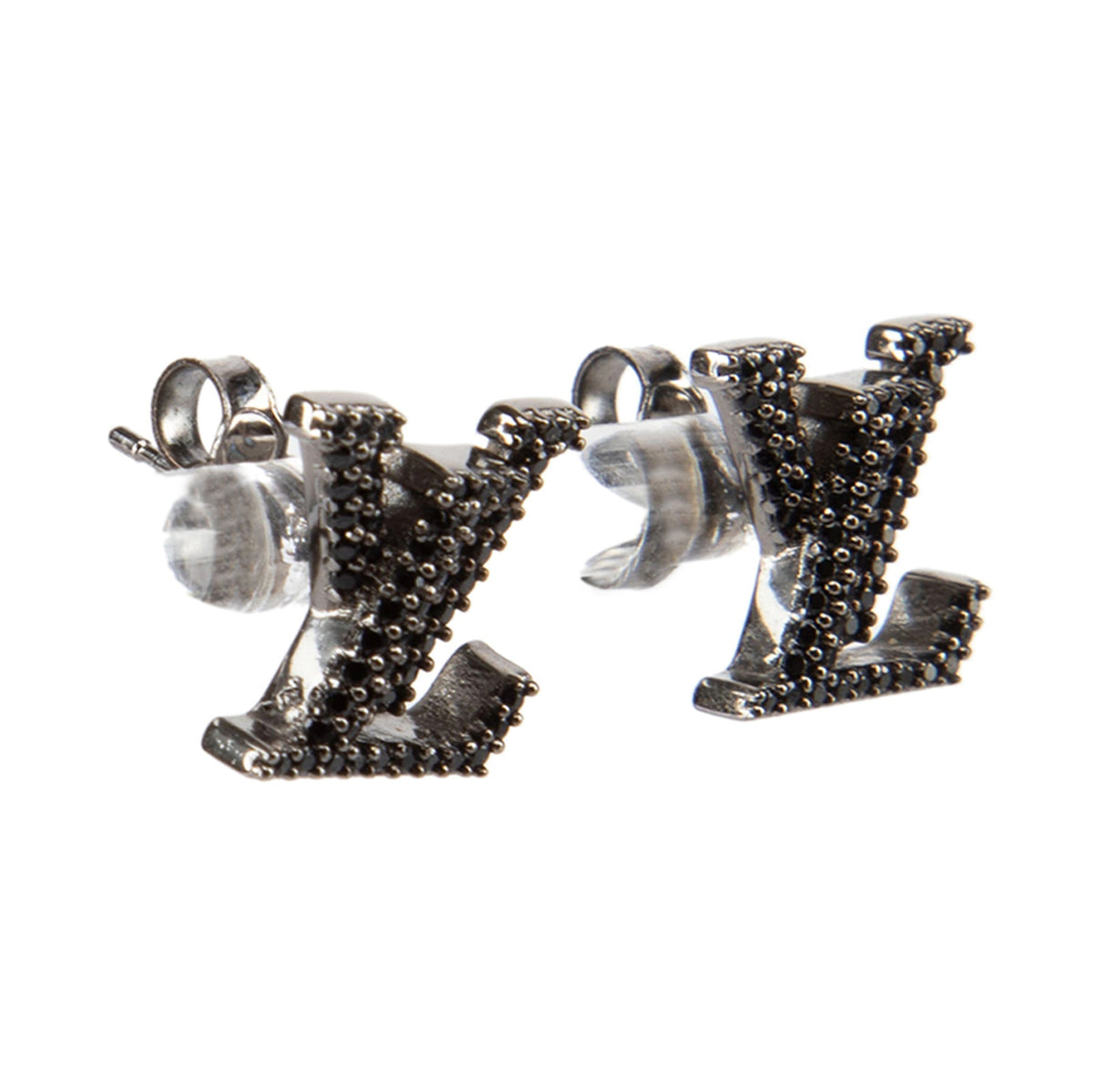 18K Louis Iconic Black Crystal Stud Earrings