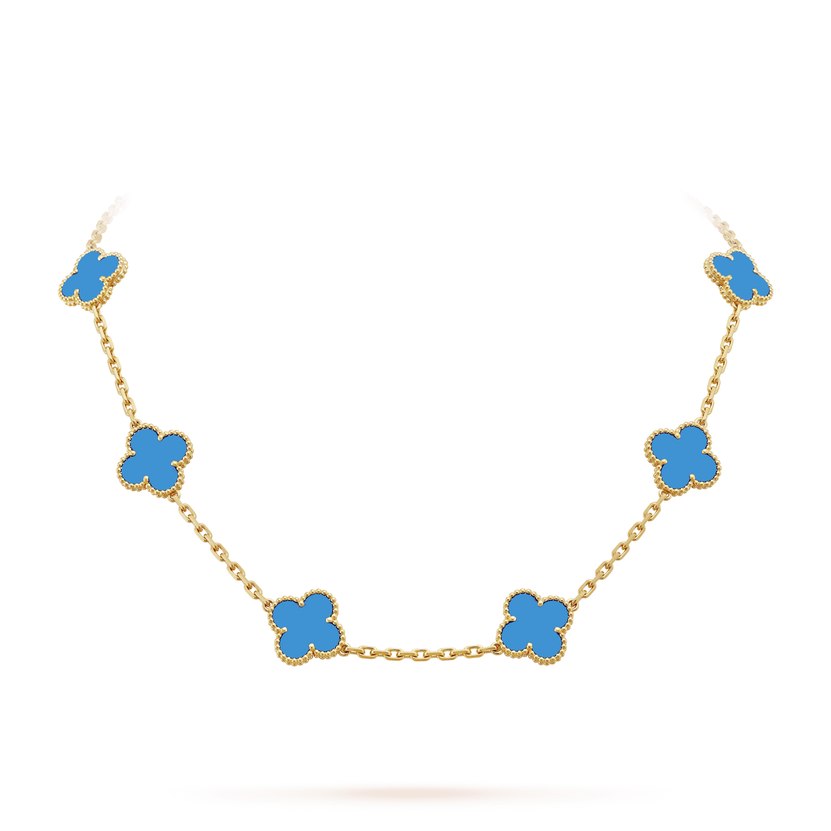 18K Vintage Alhambra Agate 10 Motifs Clover Necklace
