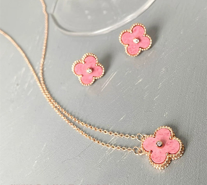 18K Pink Diamond Clover Necklace