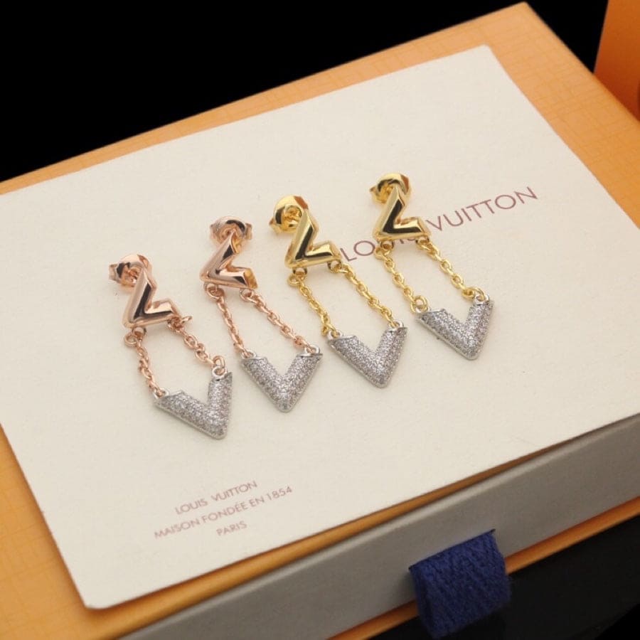 18K Louis Volt Upside Down Earrings
