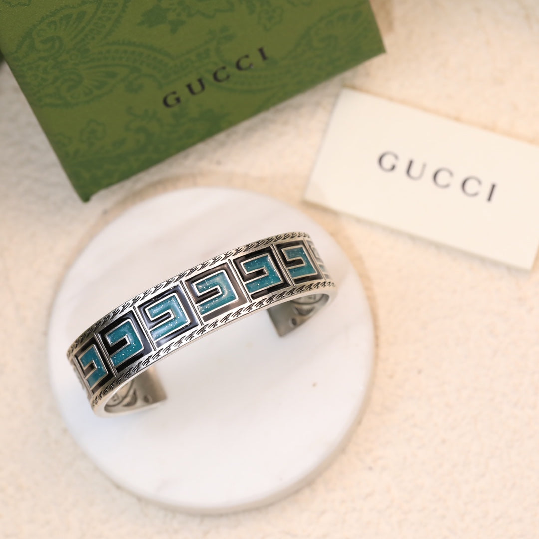 GG Cube Green Wide Bracelet
