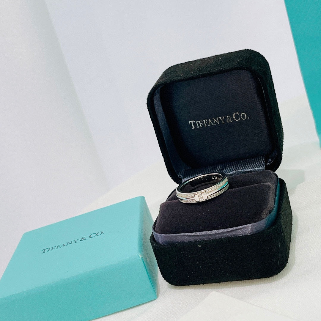 18K T Narrow Pave Diamond Ring