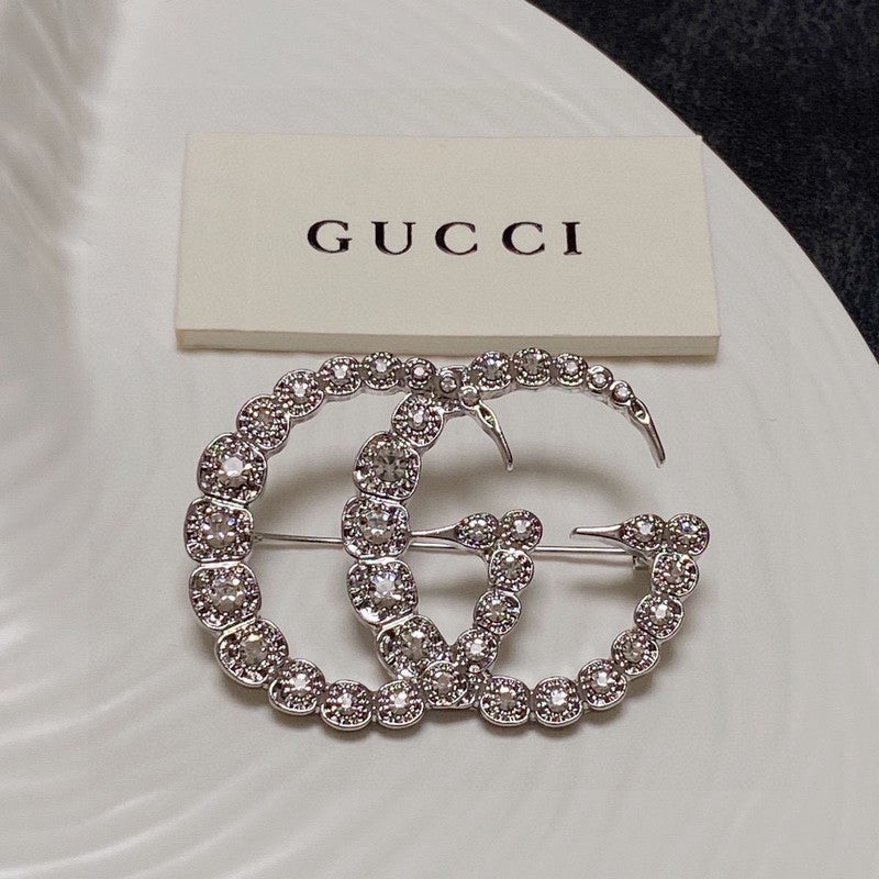 18K GG Crystal Brooch
