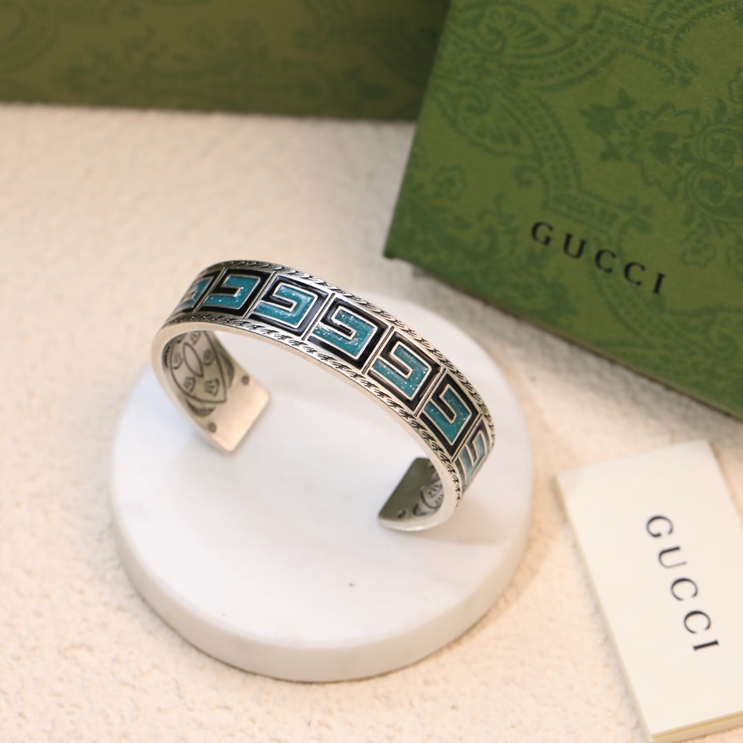 GG Cube Green Wide Bracelet