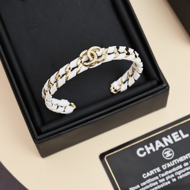 18K CC 26C Black & White Leather Bracelet