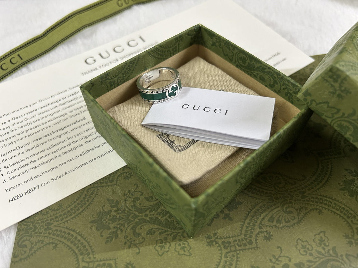GG Interlocking G Turquoise Enamel Ring