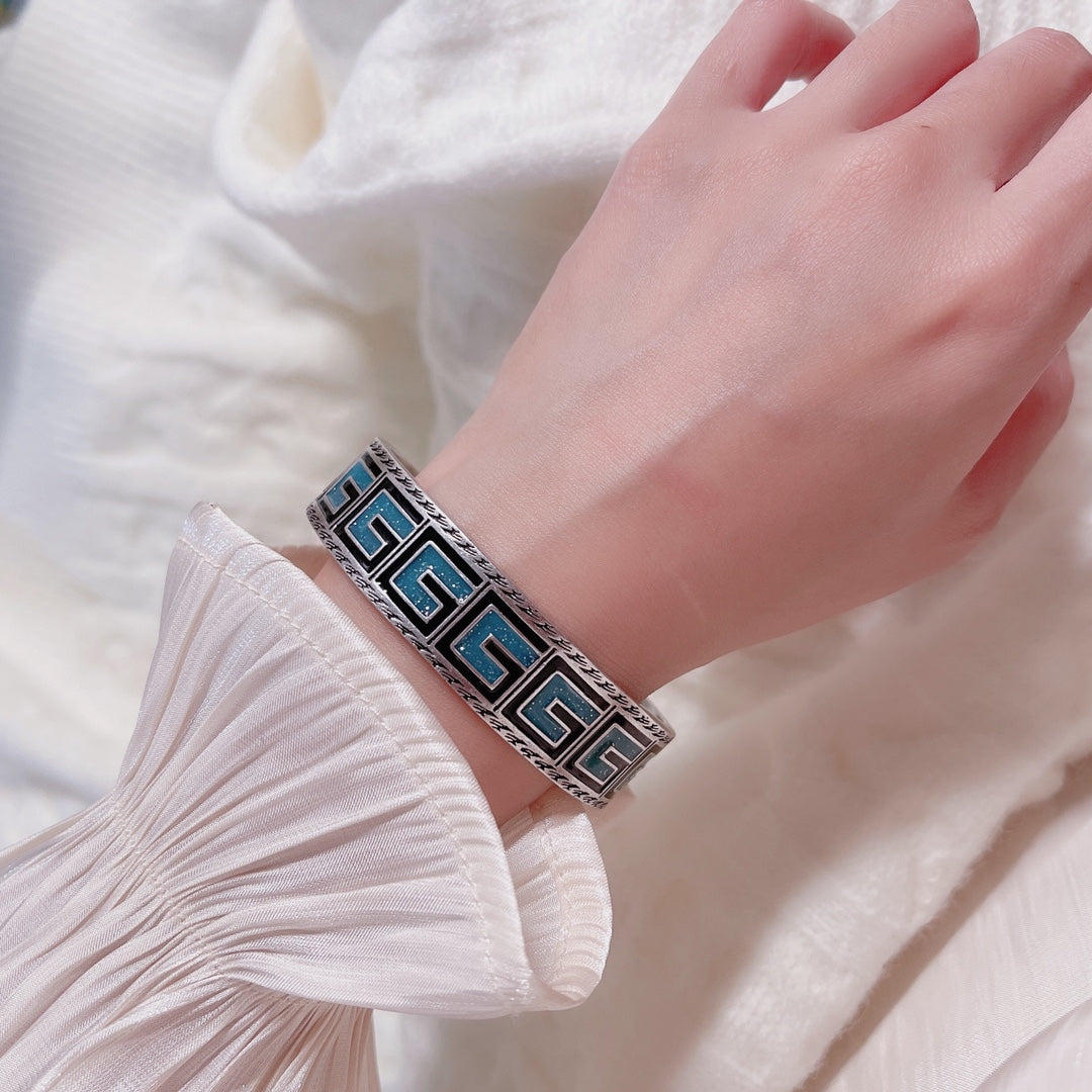 GG Cube Green Wide Bracelet