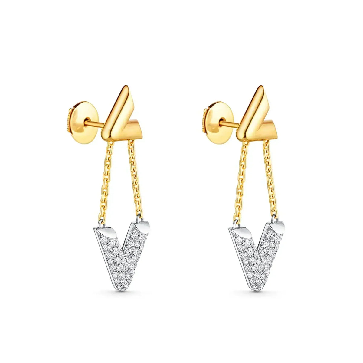 18K Louis Volt Upside Down Earrings